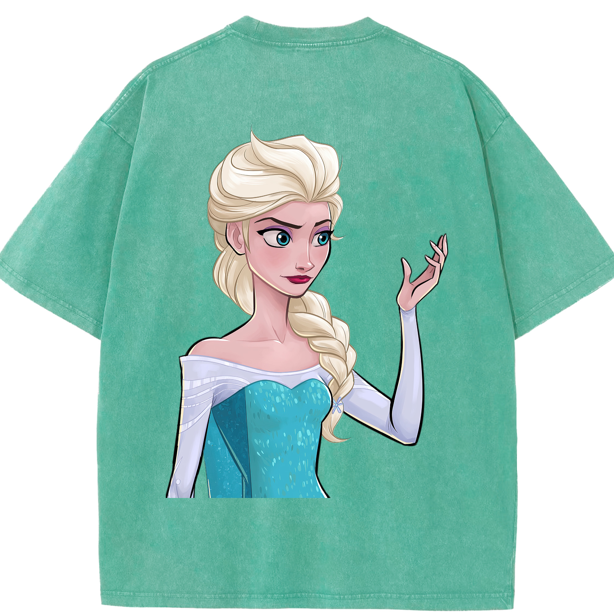 （画像用） アナと雪の女王 アンナ エルサ Frozen Anna Elsa 綿100% ヴィンテージ風 半袖Tシャツ（背面プリント）